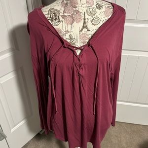 Pink Brand SUPER SOFT Long Sleeve Lace Up Tee